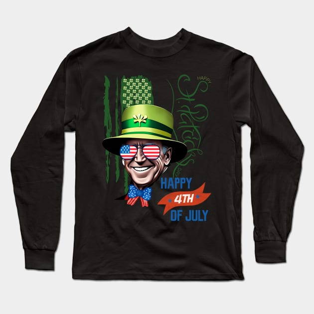 Happy 4th Of July Joe Biden St Patricks Day Leprechaun Hat Long Sleeve T-Shirt by Adam4you